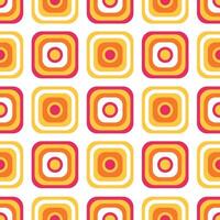 Retro geometric pattern with concentric circles and squares in warm tones, 70s inspired design for decoration or graphic projects vector