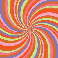 Psychedelic abstract background with vibrant colored spirals, 70s inspired retro design for decoration or graphic projects vector