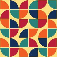 Retro geometric pattern with semicircular shapes and vibrant colors, vintage 70s inspired design vector