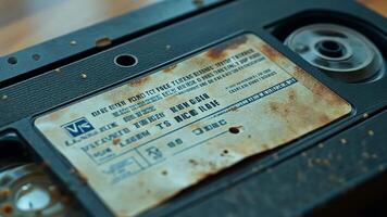 A close up shot of a dusty old VHS tape evokes nostalgia and retro vibes Perfect for vintage film projects or nostalgic content video