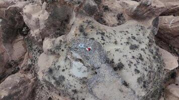 couple together on viewpoint enjoy have fun sightseeing Devrent vadisi hike in Cappadocia video