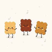 Cute Hand Drawn Biscuit Cracker Character Illustration vector