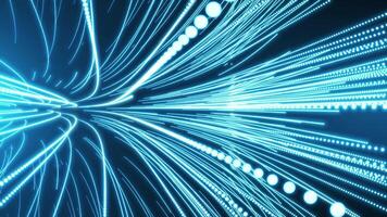 Abstract colorful background with bright neon rays and glowing curve lines. Blue neon lines or light stripes are moving. video