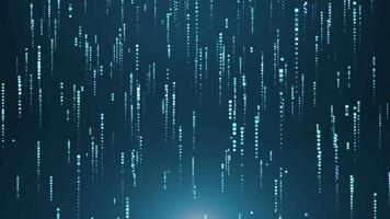 Abstract blue digital background. A stream of data points and lines or streaks of light, a shower of particles. big data visualization, futuristic concept. loop video