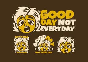 Bad face expression in retro yellow brown colors, illustration in 4 types vector