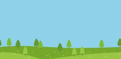 Seamless Flat-Style Landscape In The Springtime Illustration. Horizontally Repeatable. vector