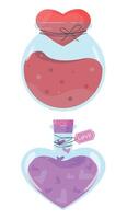 Love potion icons on white background. Concept for fantasy games, Valentine's day, romance, love. vector