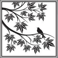 a black and white illustration of a square frame made up of leaves vector