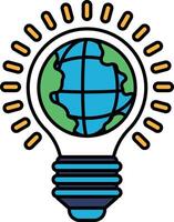 A light bulb with a globe on top of it vector