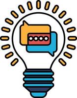 A light bulb with two speech bubbles inside of it vector
