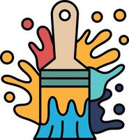 A paintbrush with a handle and a splash of paint on it vector