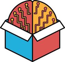 A box with two brains inside of it vector