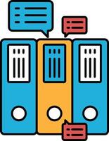 A stack of three binders with speech bubbles on them vector