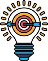 A light bulb with a arrow pointing to a target vector