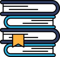 A stack of books with a bookmark in the middle vector
