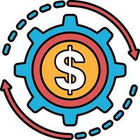 A graphic of a gear with a dollar sign in the middle vector