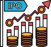 A graphic of a sign with the word IPO on it vector