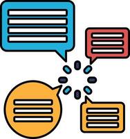A series of speech bubbles are shown in a circle vector