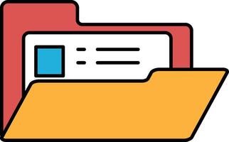 A folder is open to a piece of paper with a square on it vector
