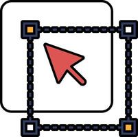 A arrow pointing to a square with a border vector