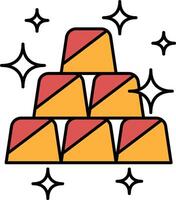 A stack of gold bars with a stripe on them vector