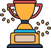 A trophy with a lot of confetti on it vector