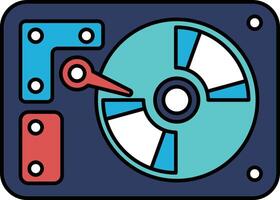 A disk drive with a arrow pointing to the right vector