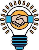 A light bulb with two hands shaking it vector