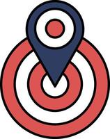 A circle with a arrow pointing to the center vector