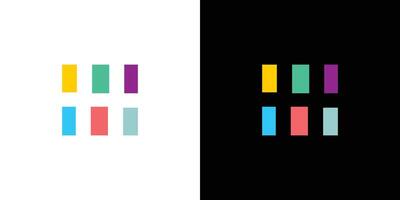 Abstract Colored H Logo Design on Black and White Background vector