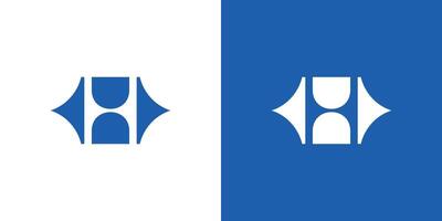 Abstract Blue and White Geometric H Logo Design on Separate Background vector
