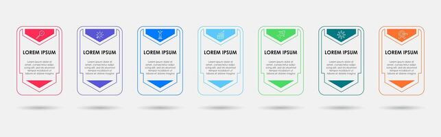 Infographic design illustration business template, with icons and 7 seven options or steps. vector