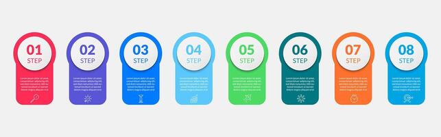 Minimal Business Infographics template. Timeline with 8 steps, options and marketing icon vector