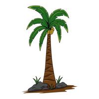 Illustration of coconut tree isolated on white background. Fit for sticker. Graphic design element. vector