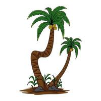 Coconut tree illustration, set against a white background, tailored for sticker making. A key asset for designers. vector