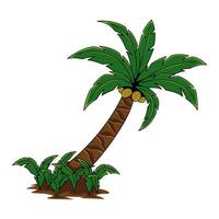 A coconut tree illustration with a white background, designed specifically for sticker applications. Useful in graphic design. vector