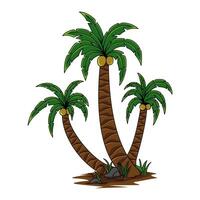 Artwork depicting a coconut tree on a clean white backdrop, perfect for creating stickers. A versatile graphic design component. vector
