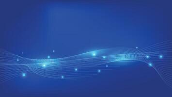abstract blue background with flowing wave line and glowing light vector