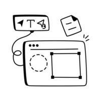 Hand drawn icon of tools for web design and development projects vector