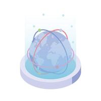 Globe surrounded by network lines, representing global connectivity vector