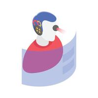 An isometric icon of a person wearing augmented reality headset vector