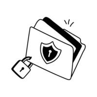 Icon of a secure folder with a lock for data protection vector