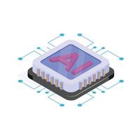 Microchip with AI text, symbolizing advanced artificial intelligence systems vector