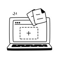 Illustration of uploading files to a digital platform or cloud system vector