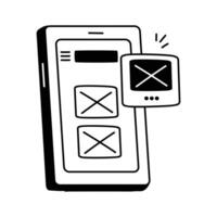 Illustration of wireframe tools for web or app design layout. vector