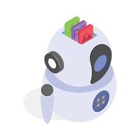 A cute robot with compartments, symbolizing AI and storage systems. vector