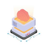 AI, deep learning, and neural networks design, a brain on a machine vector