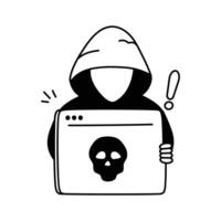 Illustration of a hacked website or compromised cybersecurity vector