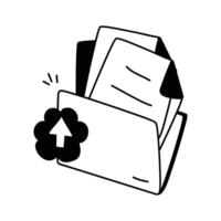 Icon of uploading files or folders to cloud storage or servers. vector
