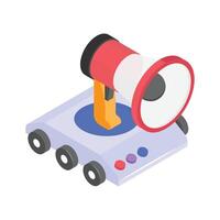 A robotic system with a megaphone, symbolizing announcements and alerts vector